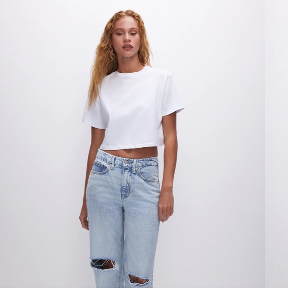 Good American Tops - Good American Crop White Cotton Tee Classic Crew Sz 2 /Medium